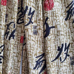 Vintage Silk Wrap Scarf Oriental Asian Style Soft Smooth Black Cream Red Pockets